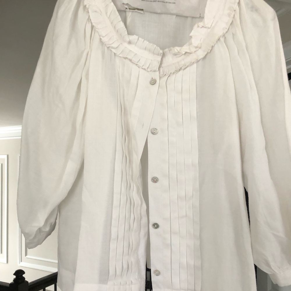 White 100% linen top